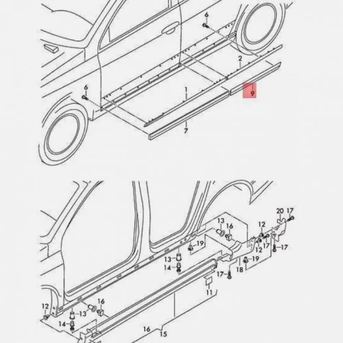 New OEM rear door lower trim Right VW Passat B6 2008- R-line/R36 3C0854950BGRU