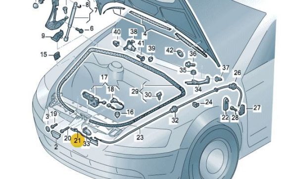 New OEM Bonnet lock release lid lock cable – front VW Phaeton 2002- 3D1823531F