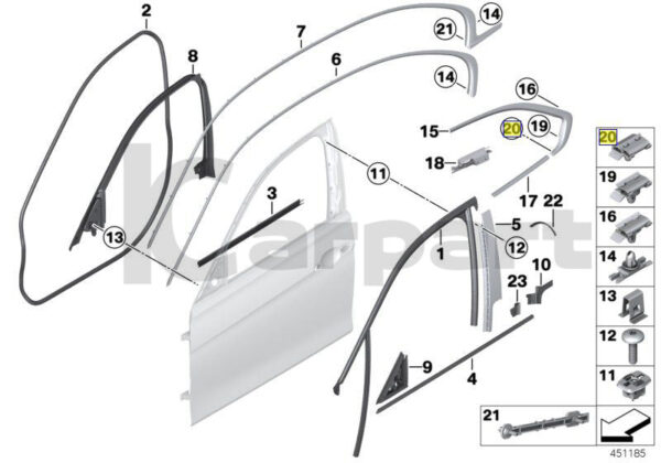 New OEM BMW E91 F31 F35 Door Trim Seal Strip Clip Clamp Bracket 51137157098