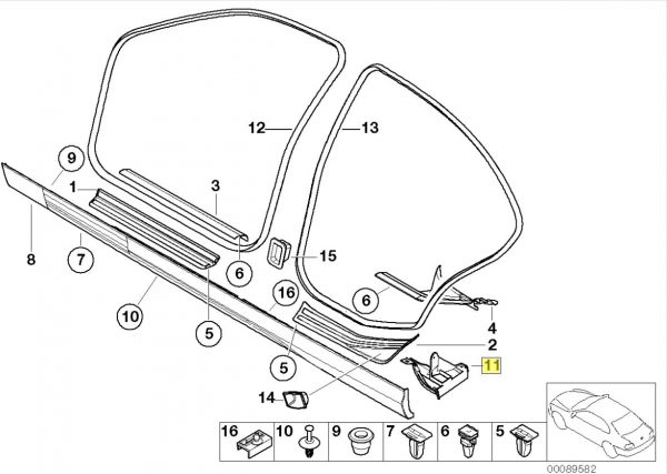 Genuine New BMW E46/4 Rear Left Rocker Sill Cover Mud Flap Guard 51718219167 OEM