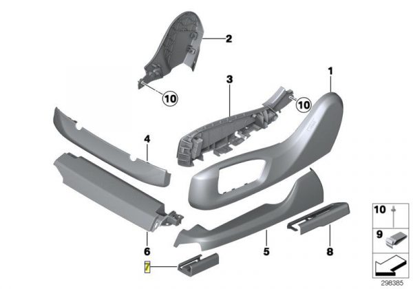 New OEM BMW F15 F16 Front RH Seat Rail Cover Trim Cap 7348336 52107348336