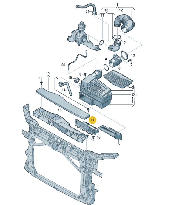 GENUINE New Air duct 1.6 2.0 TDI 1.5 1.8 2.0 TSI VW Audi Seat Skoda 5QA129621
