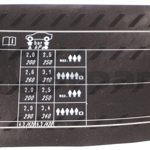 New OEM BMW F11 4-Cyl Tyre Pressure Chart Table Label Sticker 71246857511