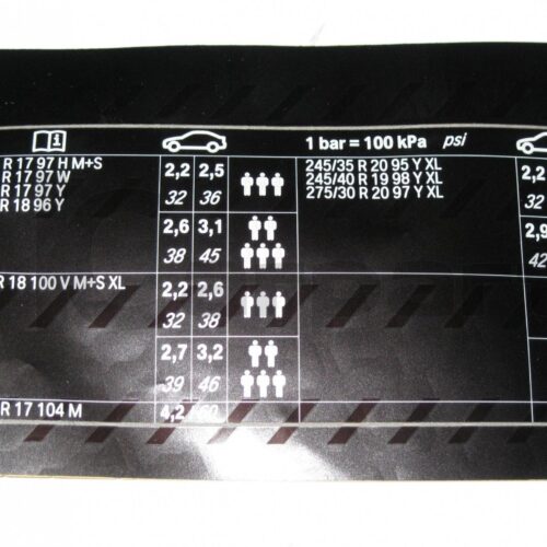 New OEM BMW F11 4-Cyl. Tyre Pressure Chart Table Label Sticker 71246875790