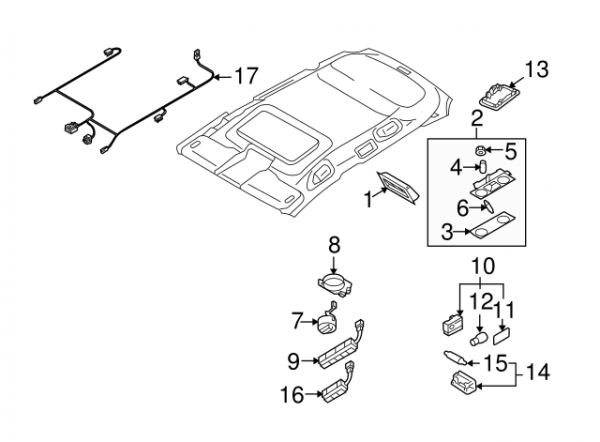 Genuine New Headliner Wiring Harness Volkswagen 7L6971247L VAG OEM