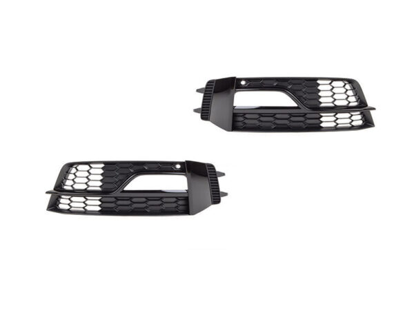 Audi A4 S4 13-16 S-Line New Genuine Bumper Fog Light Grill Satin Black Pair