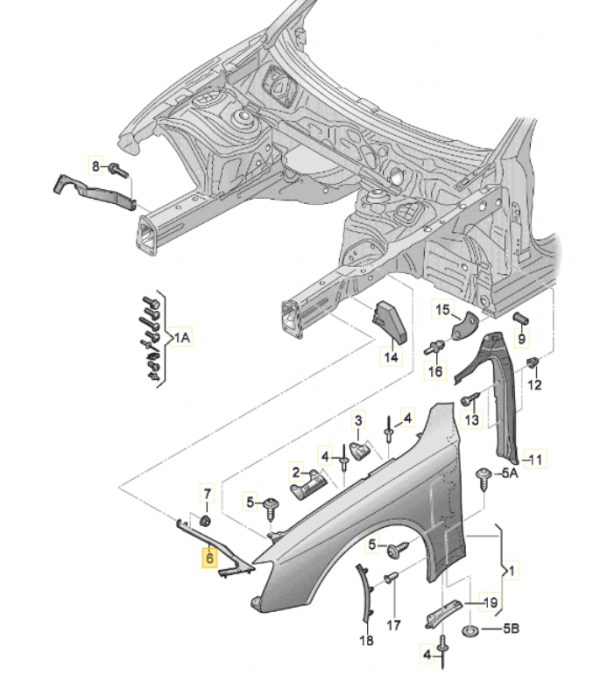 GENUINE New Front fender support bracket Left Audi A5 2008-2017 8T0821135G