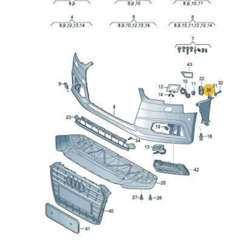 GENUINE New Front bumper air guide Left Audi A4 B9 S-line 2016- 8W0121763A