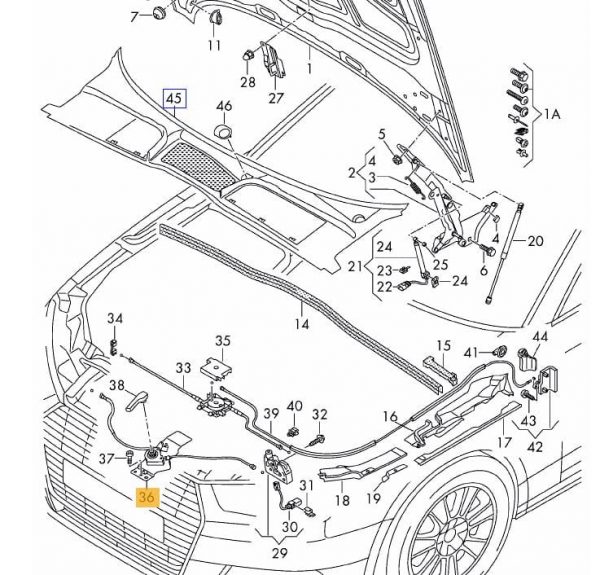 NEW Bonnet hood release cable Audi A4 B9 GENUINE 8W0823529E