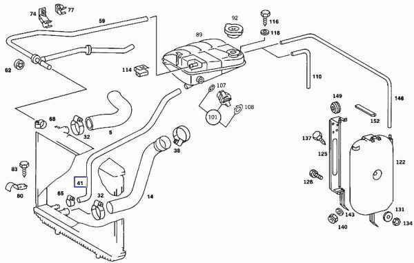 Genuine New Mercedes W126 Coolant Tank Water Hose Pipe A1265011882 OEM