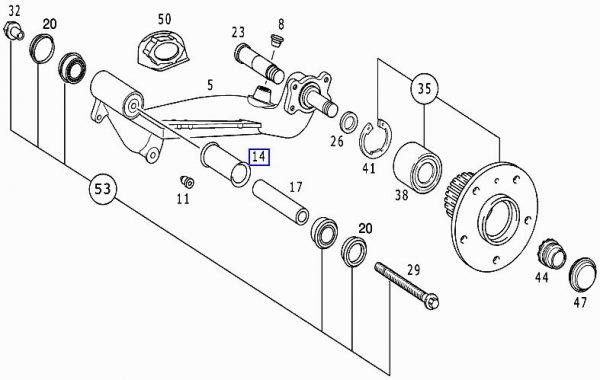 New OEM Mercedes W168 Rear Control Arm Bolt Spacer Sleeve Tube A1683570148