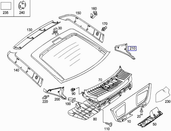 New OEM Mercedes CL203 RH Boot Tailgate Corner Trim Seal Gasket A2037420230