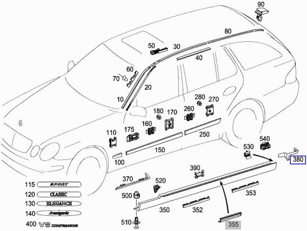 New OEM Mercedes W211 Rear RH Sill Side Skirt Cover Trim Seal A2116980898