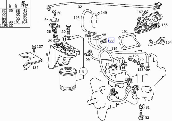 New OEM Mercedes OM605 Engine Diesel Fuel Filter Hose Pipe Line A6050701032