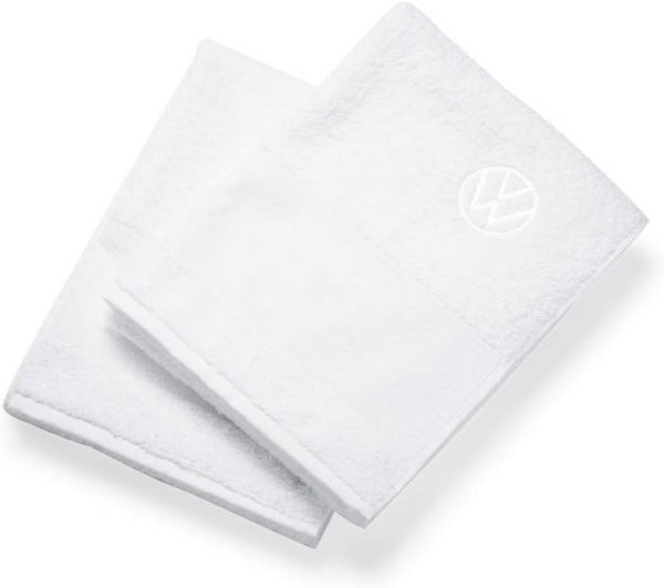 Genuine New 2-Piece Hand Towel Terry White with VW Logo 000084501F084 VAG OEM