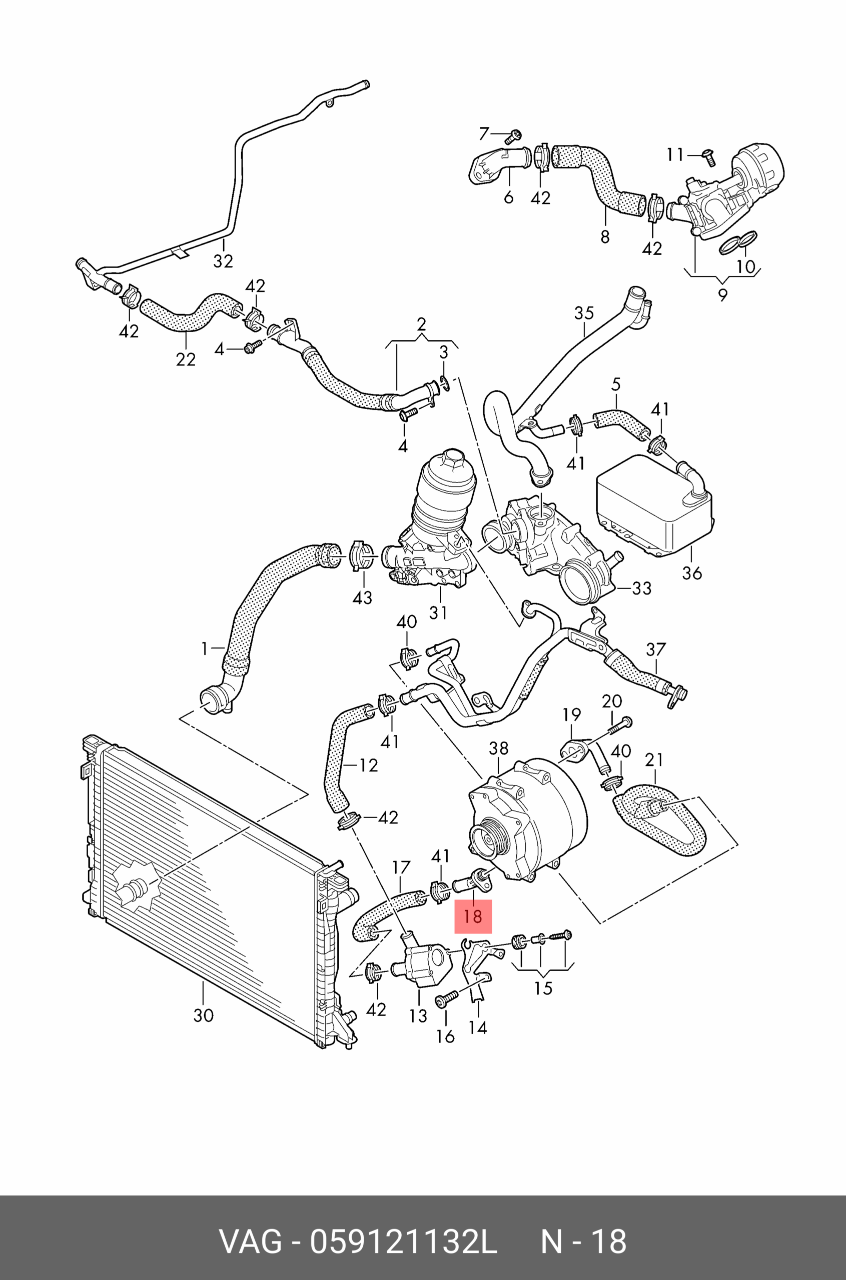 Genuine New Coolant Connection Audi Volkswagen 059121132L VAG OEM Genuine New Coolant Connection Audi Volkswagen 059121132L VAG OEM