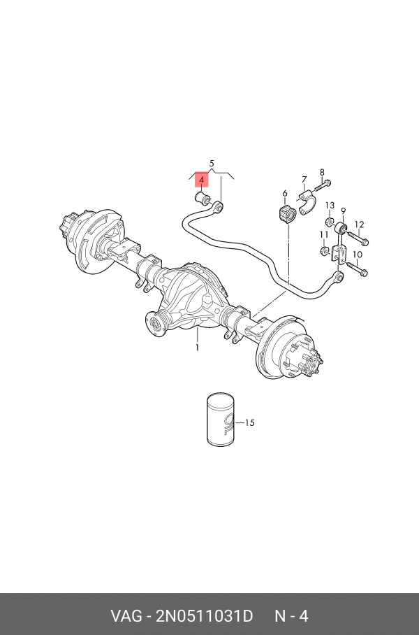 Genuine New Rubber Bush Volkswagen Crafter 2N0511031D VAG OEM