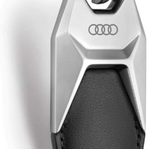 Genuine New Audi Pendant Keyring Metal Leather Black/Silver 3181900600 VAG OEM
