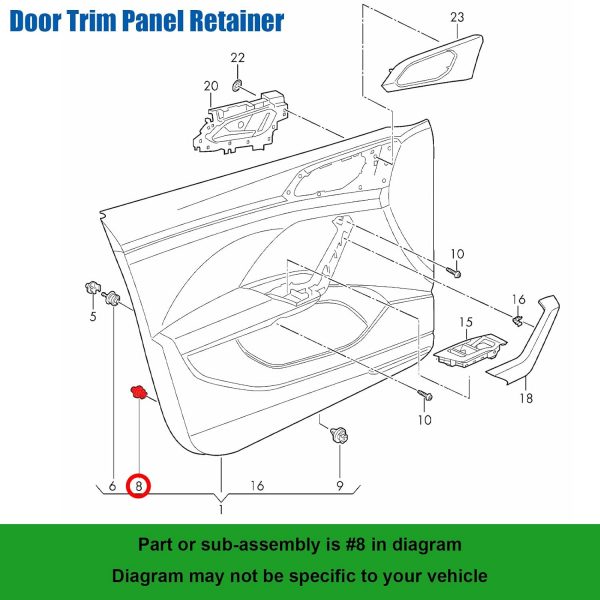10X Genuine New Door Trim Panel Retainer Clip Volkswagen 3CN868243 VAG OEM