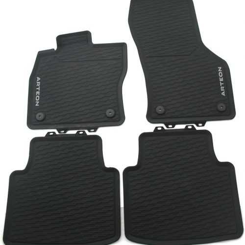 Genuine New 4-Pc All-Weather Floot Mat Set Rubber Black VW 3G806150082V VAG OEM