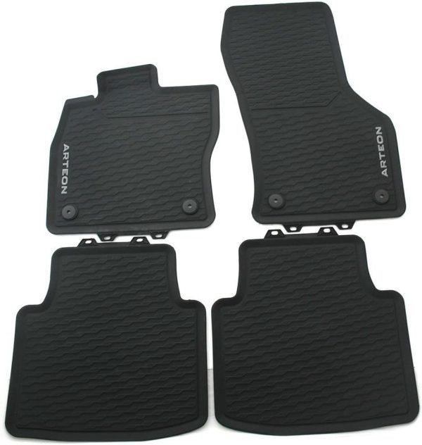 Genuine New 4-Pc All-Weather Floot Mat Set Rubber Black VW 3G806150082V VAG OEM