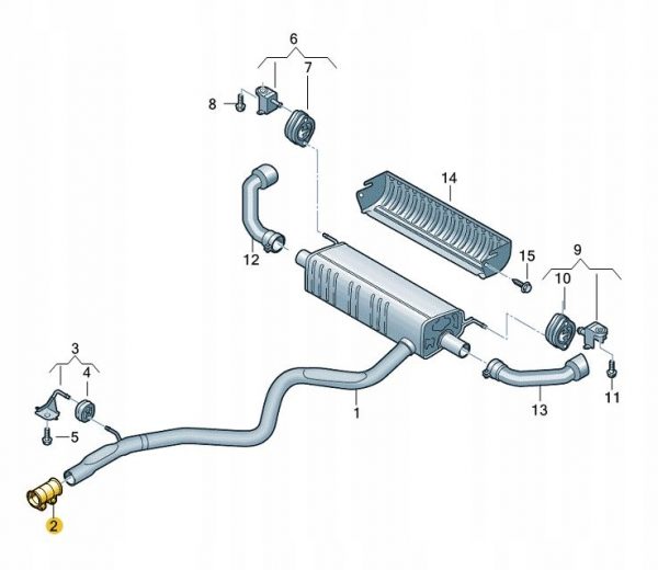 Genuine New Dual Clamp Exhaust Sleeve Audi VW 8W0253141 VAG OEM