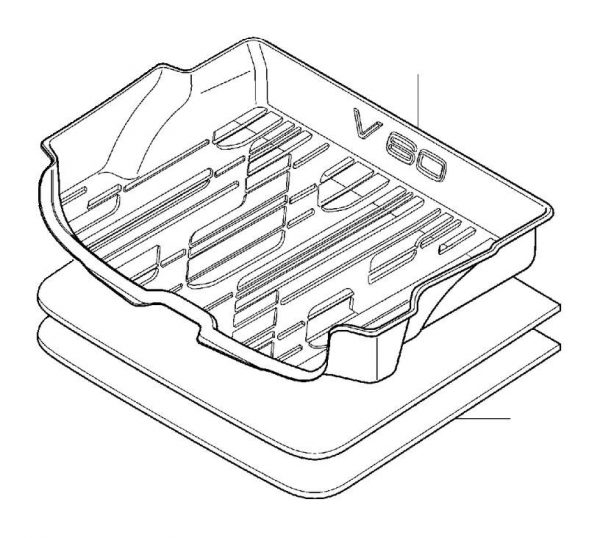 Volvo Rubber trunk mat V60 (11-18), V60CC (16-18), Offblack 39869332 Genuine New