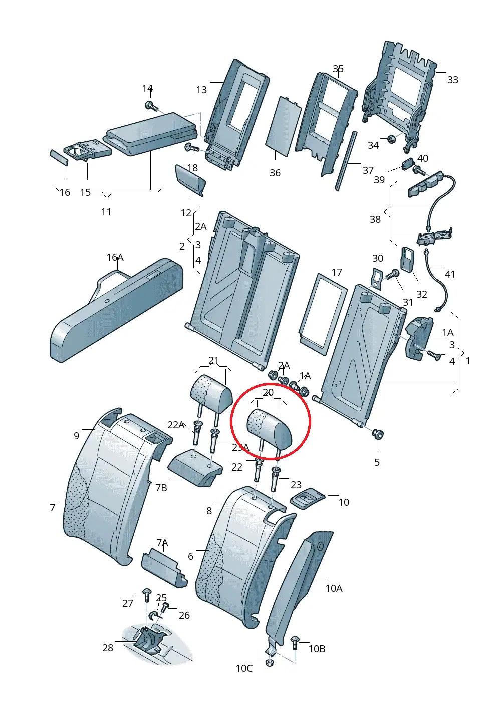 New Volkswagen Audi headrest 4G0885973AT22A Genuine OEM New Volkswagen Audi headrest 4G0885973AT22A Genuine OEM