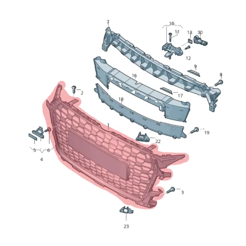New Volkswagen Audi grill 8S0853651H3FZ Genuine OEM